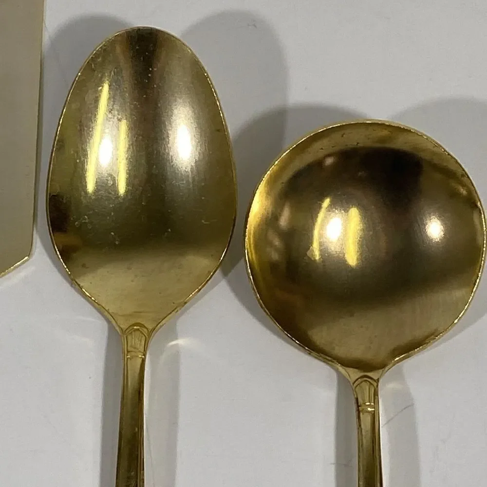 Vintage‎ Hampton Silversmiths Gold Serving Silverware Set Salad Spoons Spatula